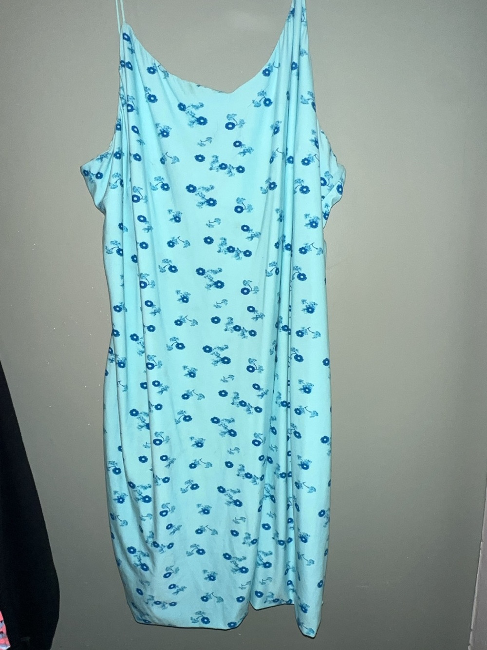 Spaghetti strap Light Blue Floral Slip Dress/long shirt rue+ 4XL